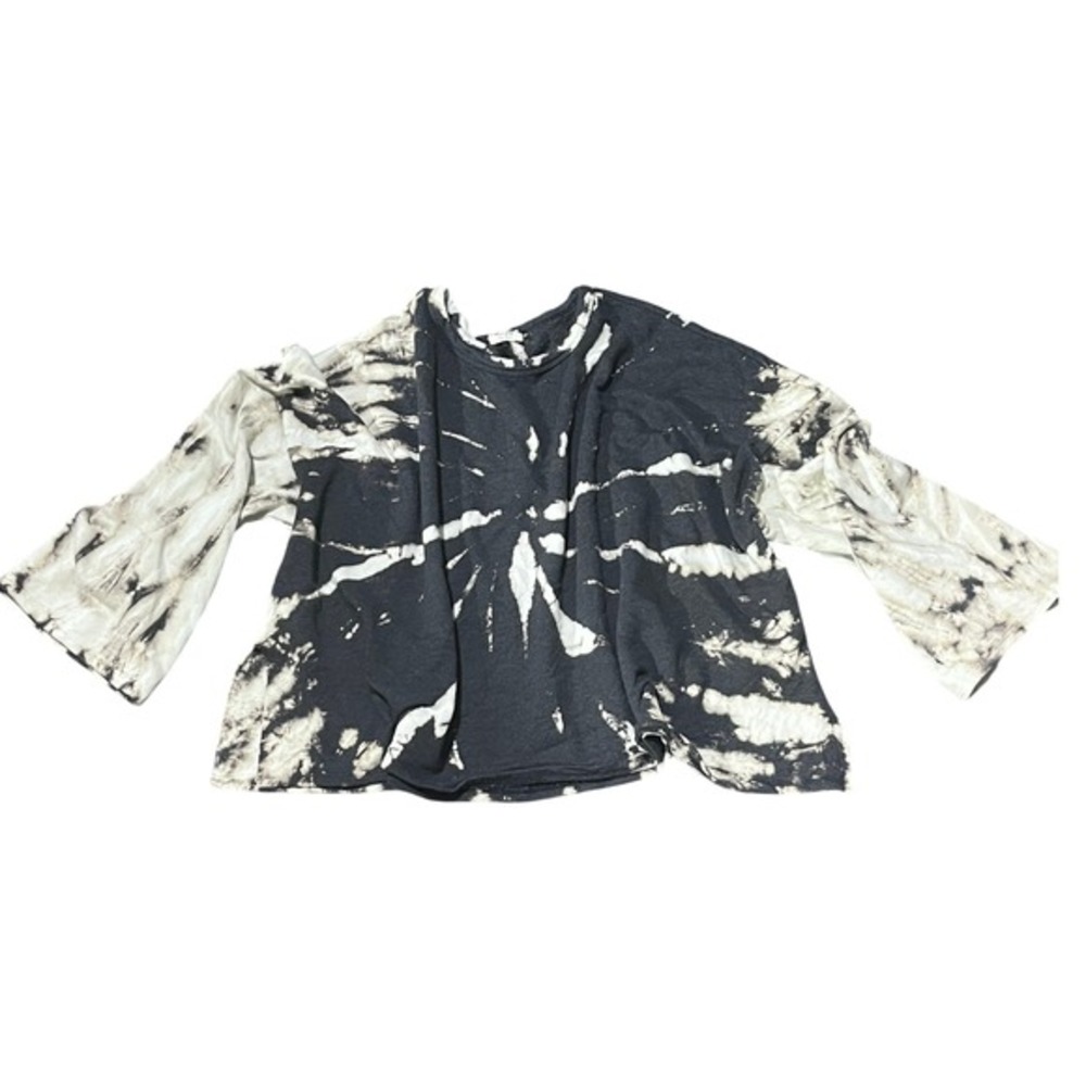 Blue Buttercup Tie Dye Bell Sleeve Top Terry Cloth‎ Crop Top Size  S